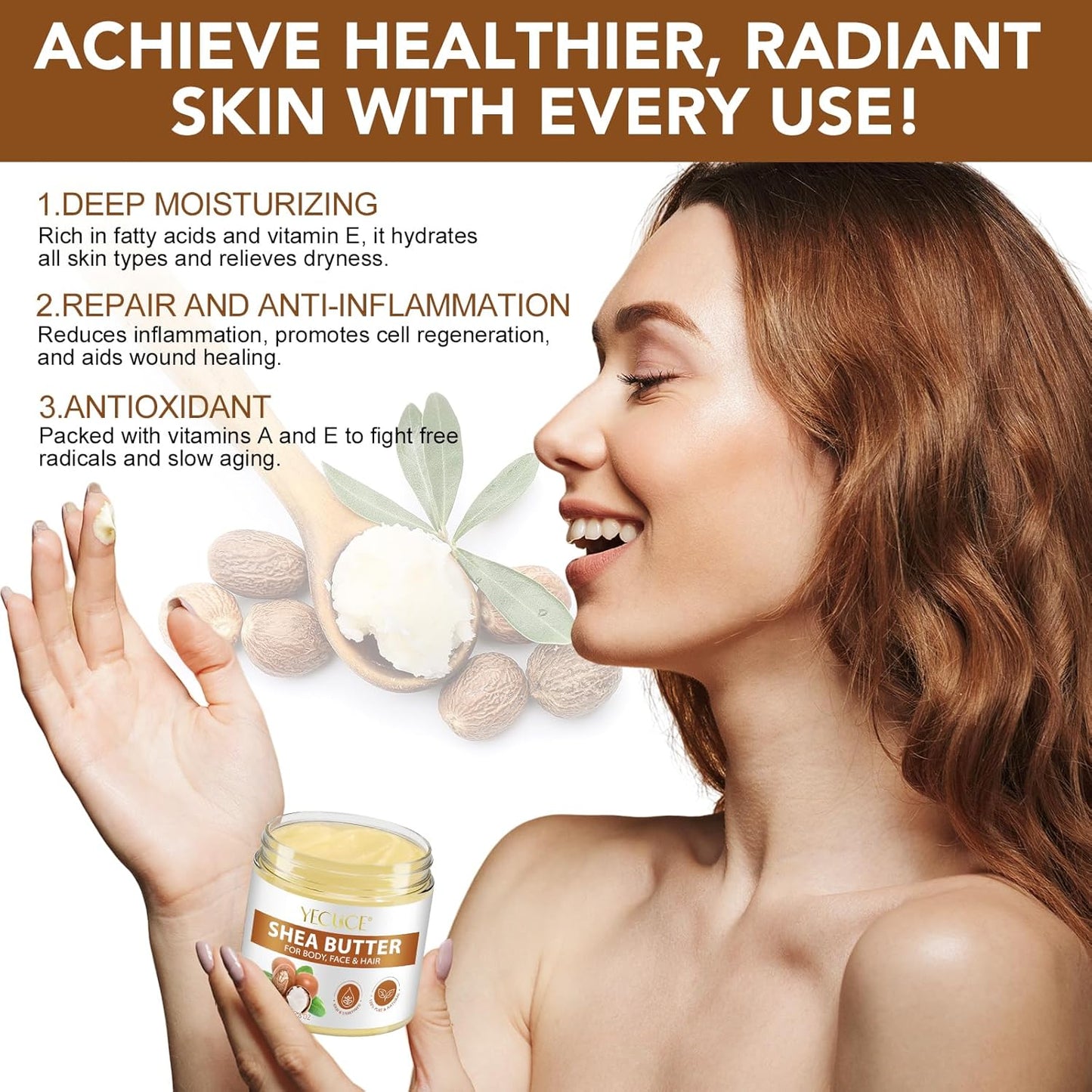 Shea Butter Organic, 220g - Pure Natural Unrefined Shea Butter Raw Organic Body Butter for Dry Skin Care, Enriched with Vitamin A & F, Deeply Nourishes, Soothes, and Softens Long Lasting Hydration