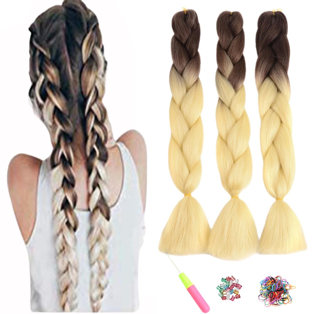 ShowJarlly 5 Packs Ombre Jumbo Braid Hair, Black/Red Hair African Braid Extension, 24inch Box Braid Hair Extensions Synthetic Colorful Hair Extensions for Braiding