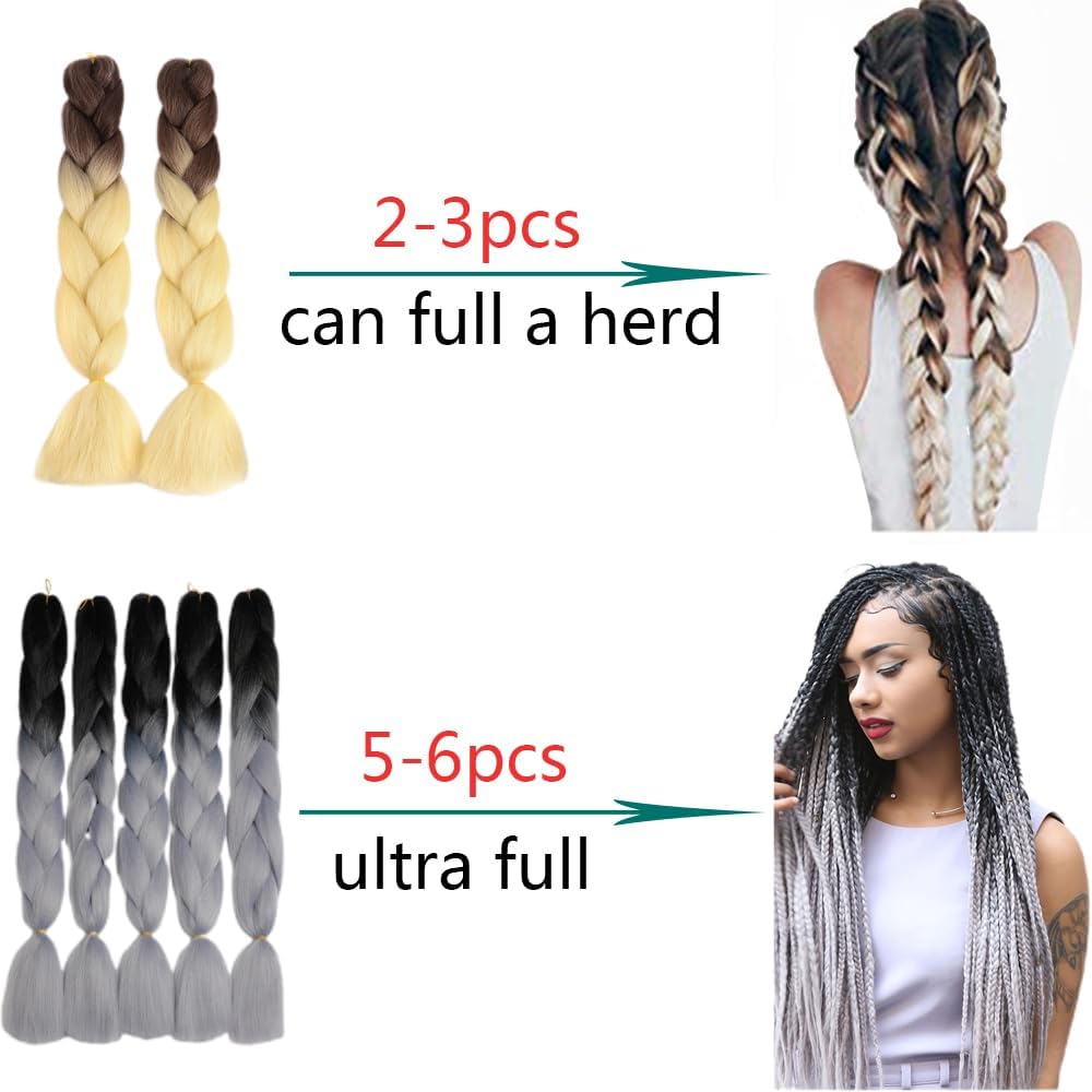 ShowJarlly 5 Packs Ombre Jumbo Braid Hair, Black/Red Hair African Braid Extension, 24inch Box Braid Hair Extensions Synthetic Colorful Hair Extensions for Braiding