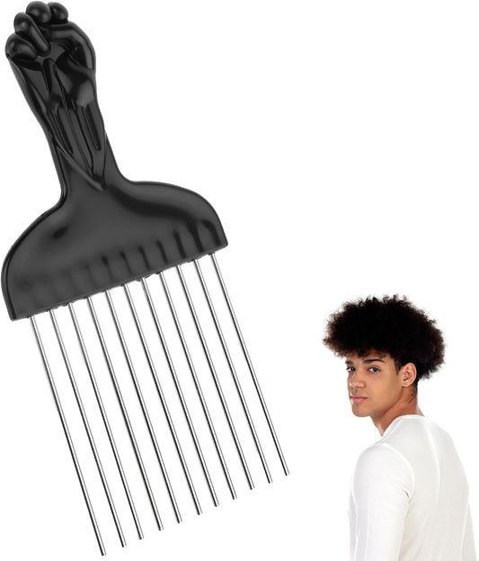 Hair Picks for Curly Hair, 1 Pcs Metal Hair Pick for Black Men Afro Pick Comb Detangling Wig Braid Hair Styling Tool for Women and Men