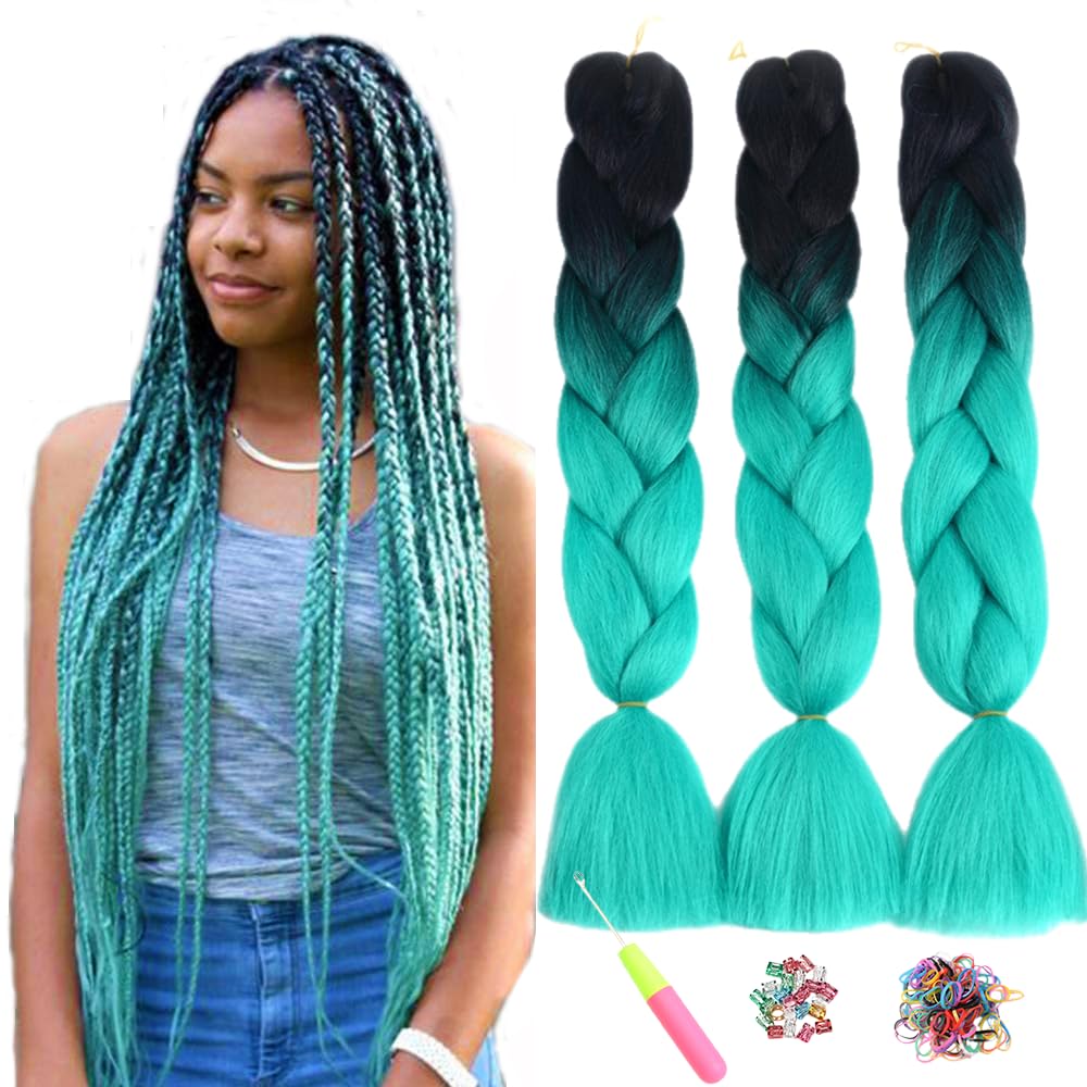 ShowJarlly 5 Packs Ombre Jumbo Braid Hair, Black/Red Hair African Braid Extension, 24inch Box Braid Hair Extensions Synthetic Colorful Hair Extensions for Braiding
