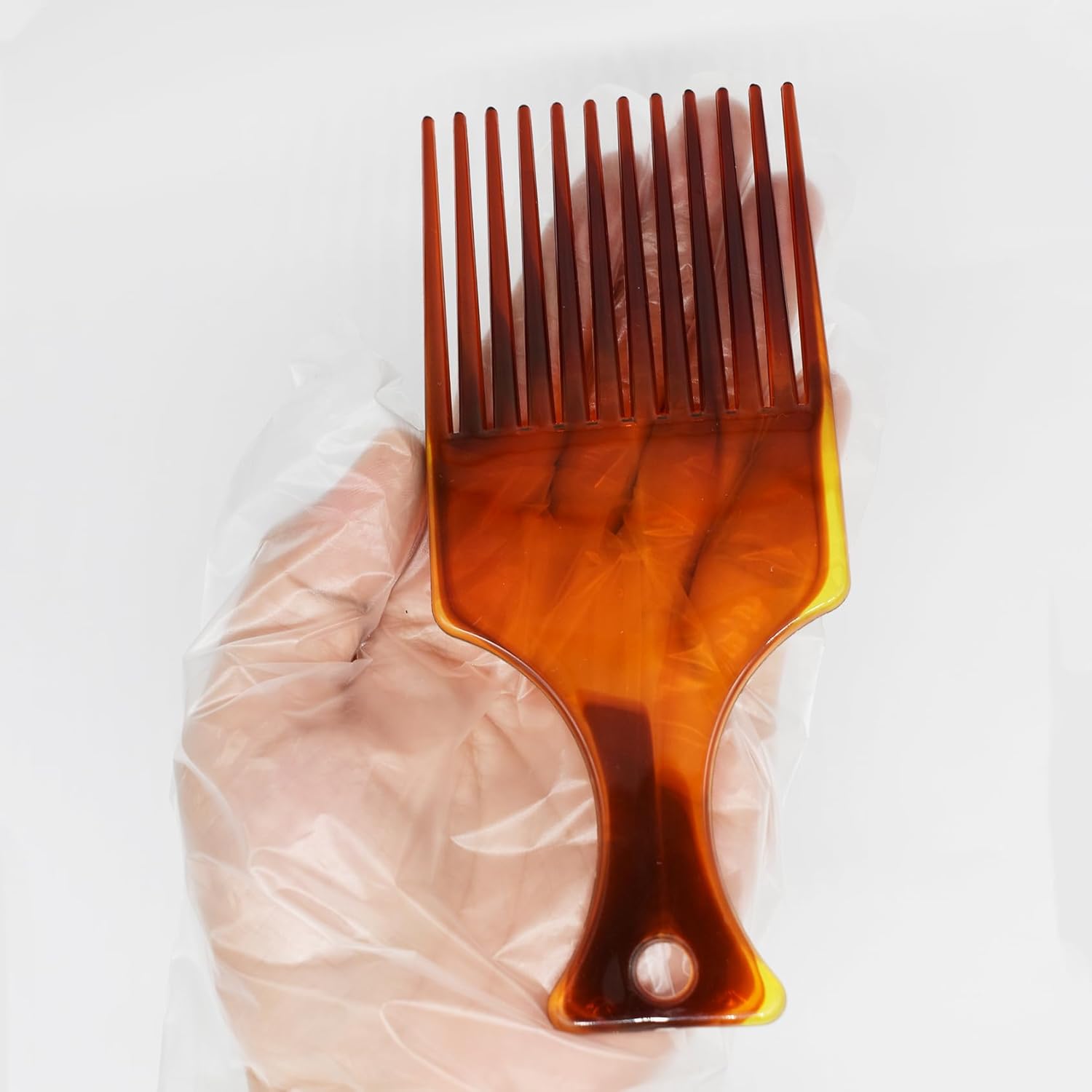 Afro Comb in Amber Color, Detangling Hair Pick Comb Amber African Hairdressing Comb Wide Tooth Rake Comb Hair Styling Combs for Thick Curly Hair Men and Women