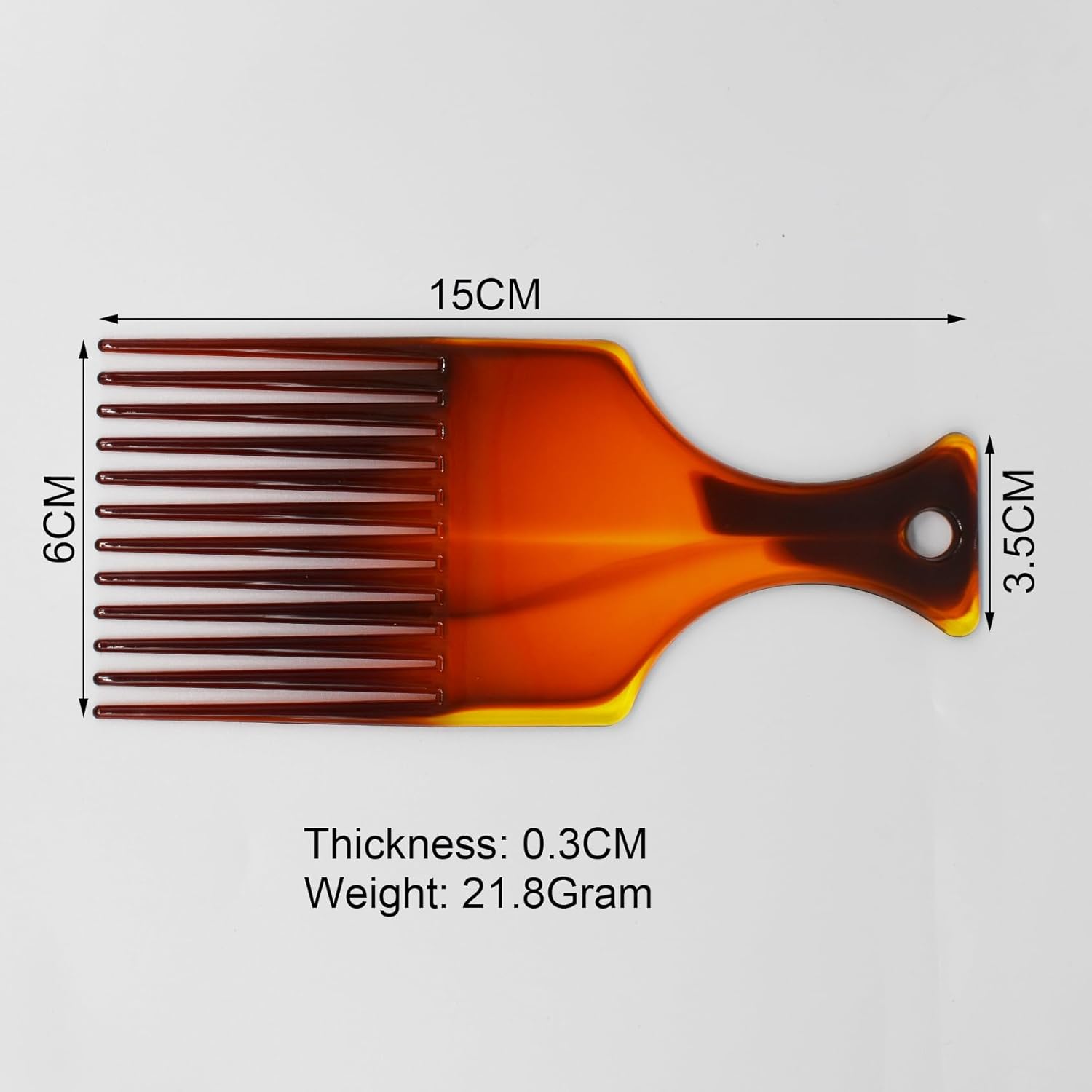 Afro Comb in Amber Color, Detangling Hair Pick Comb Amber African Hairdressing Comb Wide Tooth Rake Comb Hair Styling Combs for Thick Curly Hair Men and Women