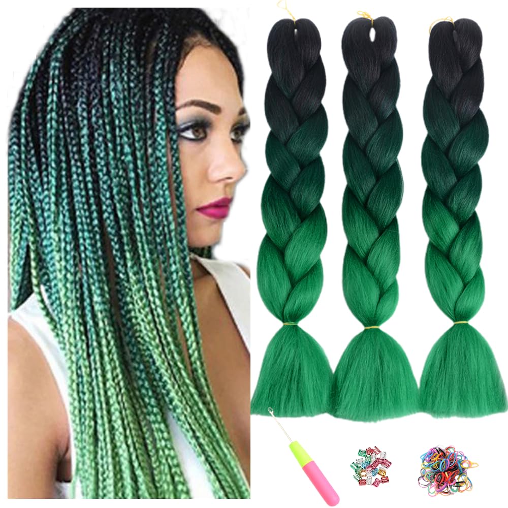 ShowJarlly 5 Packs Ombre Jumbo Braid Hair, Black/Red Hair African Braid Extension, 24inch Box Braid Hair Extensions Synthetic Colorful Hair Extensions for Braiding