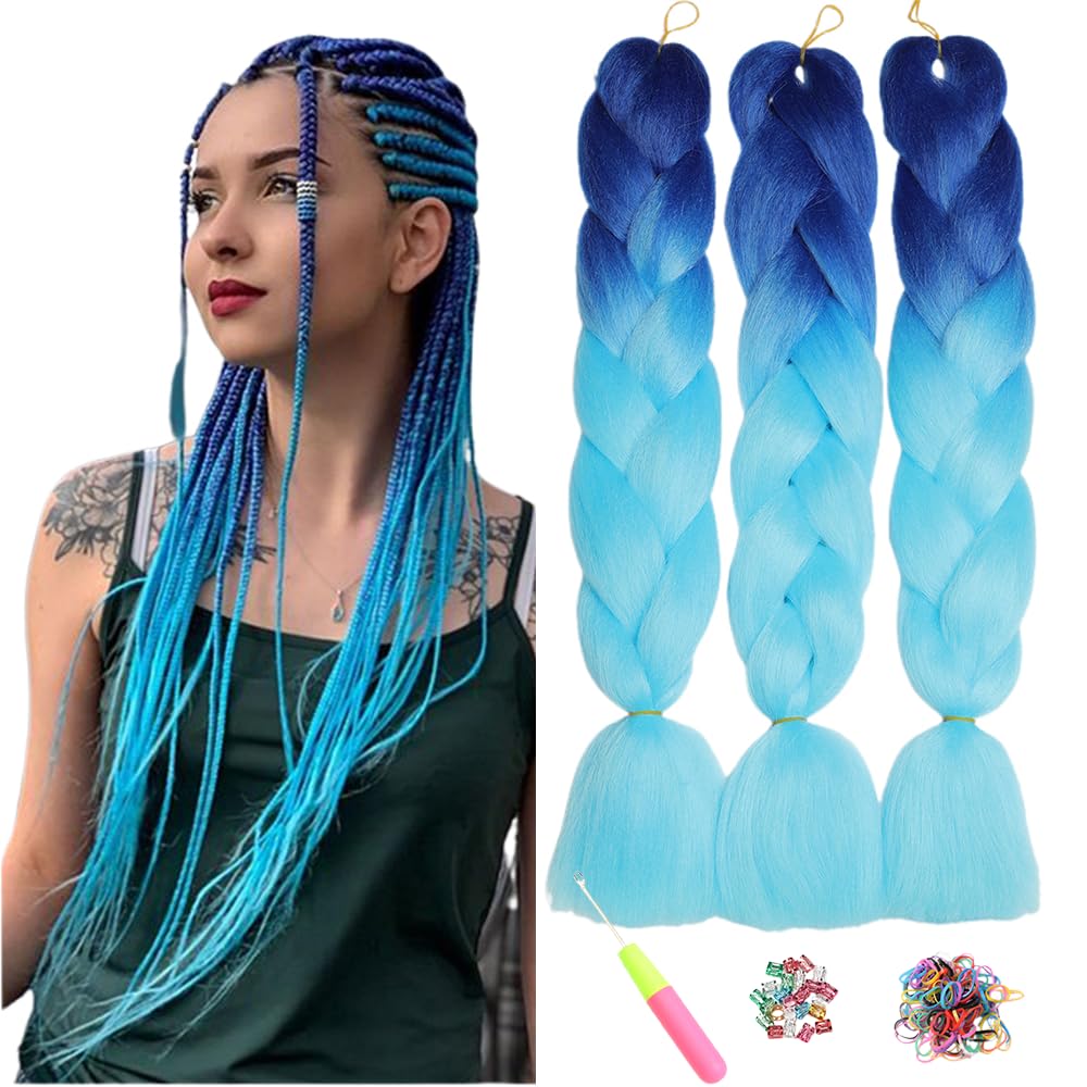 ShowJarlly 5 Packs Ombre Jumbo Braid Hair, Black/Red Hair African Braid Extension, 24inch Box Braid Hair Extensions Synthetic Colorful Hair Extensions for Braiding