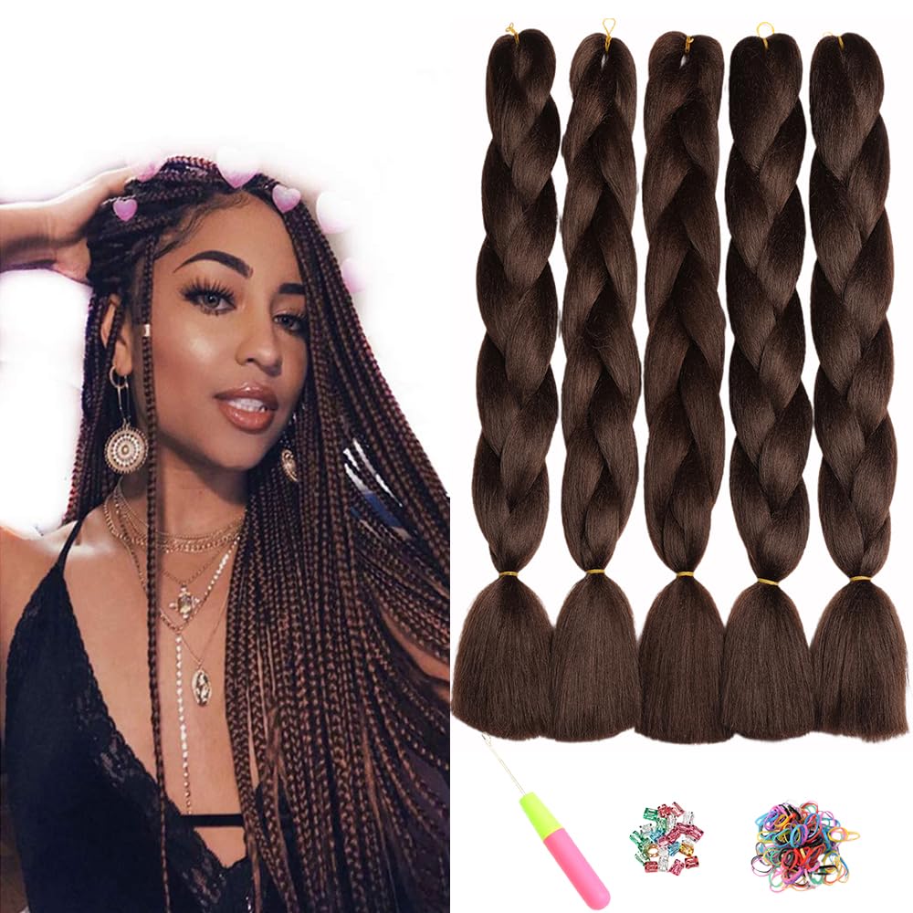 ShowJarlly 5 Packs Ombre Jumbo Braid Hair, Black/Red Hair African Braid Extension, 24inch Box Braid Hair Extensions Synthetic Colorful Hair Extensions for Braiding