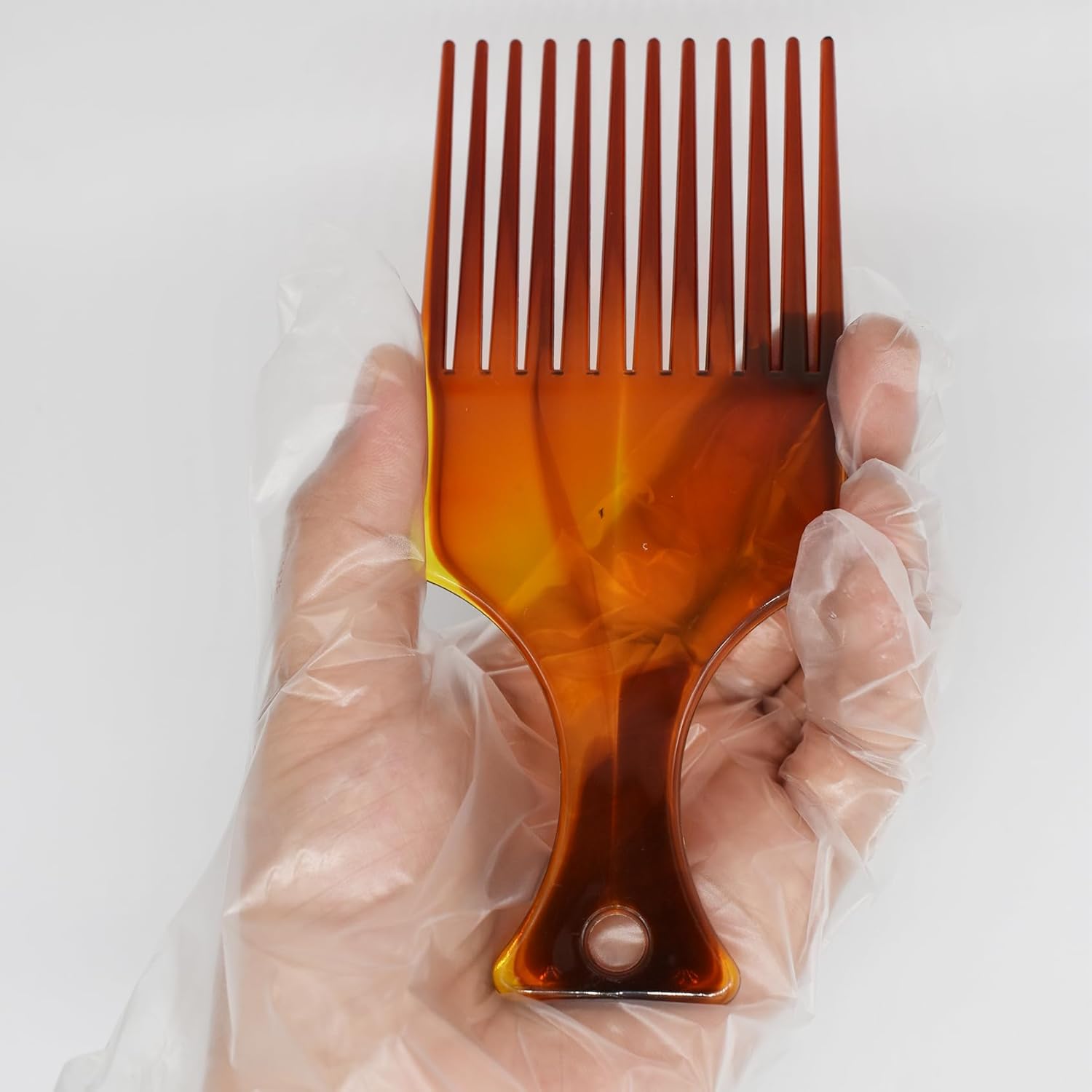 Afro Comb in Amber Color, Detangling Hair Pick Comb Amber African Hairdressing Comb Wide Tooth Rake Comb Hair Styling Combs for Thick Curly Hair Men and Women