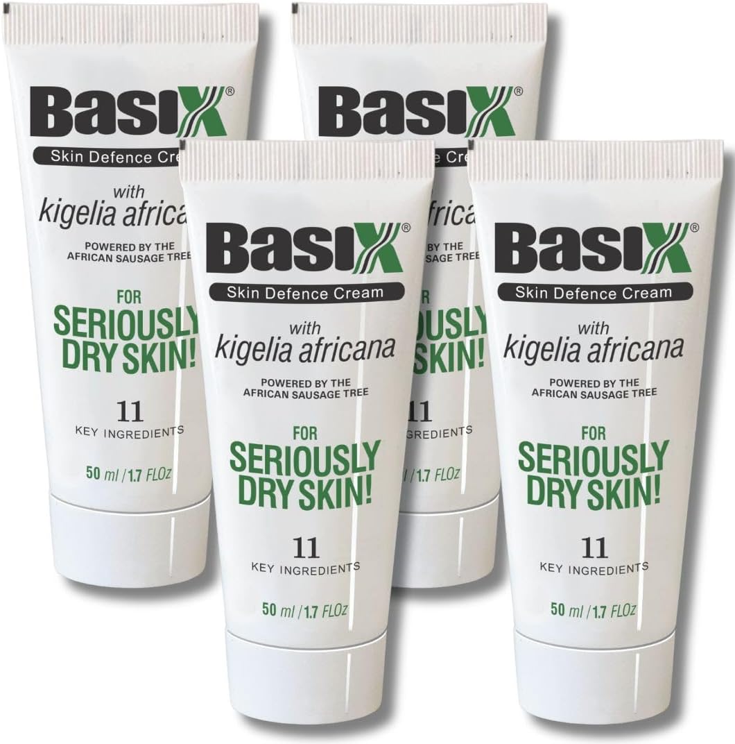 Basix Skin Defence Cream (4 Pack) Moisturising Repair Cream for Seriously Dry Skin with Kigelia Africana - suitable for Eczema, Psoriasis and Dermititis