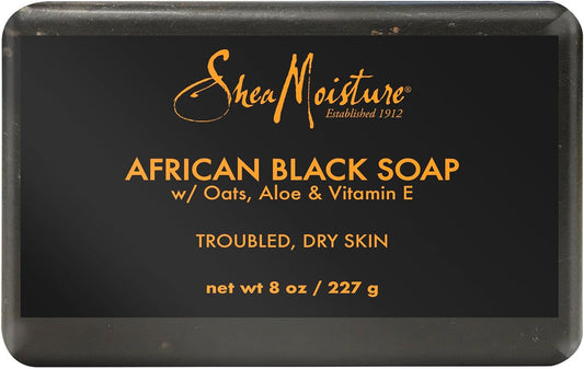 Shea moisture Organic African Black Soap Bar with Shea Butter,8oz (Pack of 1)