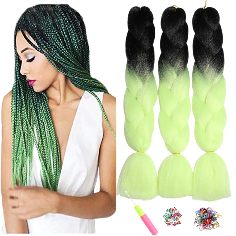 ShowJarlly 5 Packs Ombre Jumbo Braid Hair, Black/Red Hair African Braid Extension, 24inch Box Braid Hair Extensions Synthetic Colorful Hair Extensions for Braiding