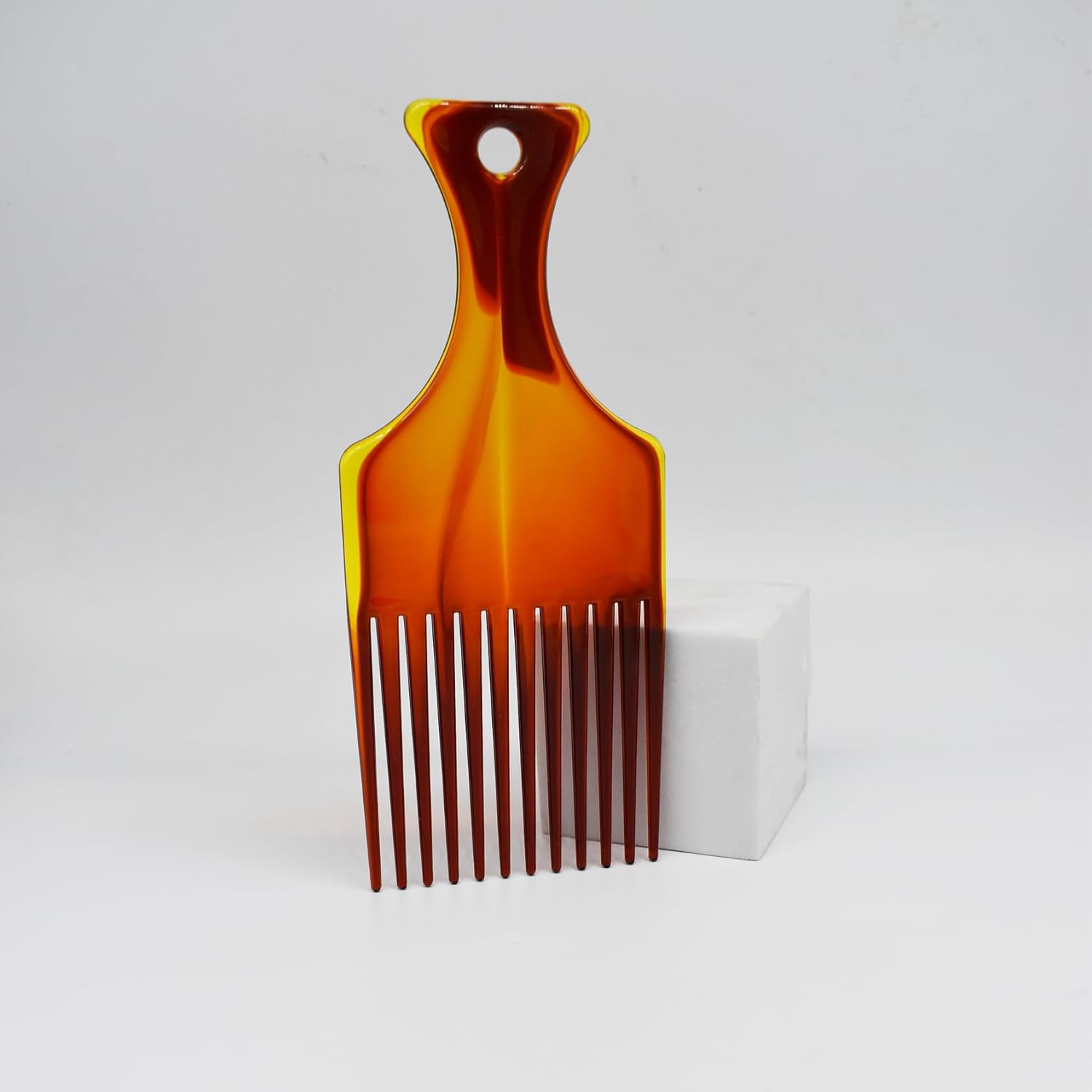 Afro Comb in Amber Color, Detangling Hair Pick Comb Amber African Hairdressing Comb Wide Tooth Rake Comb Hair Styling Combs for Thick Curly Hair Men and Women