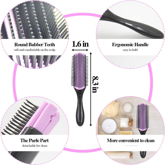 10Pcs Detangling Brush Set for Black Natural Hair With Sleep Bonnet - Curly Hair Brush for Afro American/African 3a to 4c Texture - Easier and Faster Detangling on Wash Days