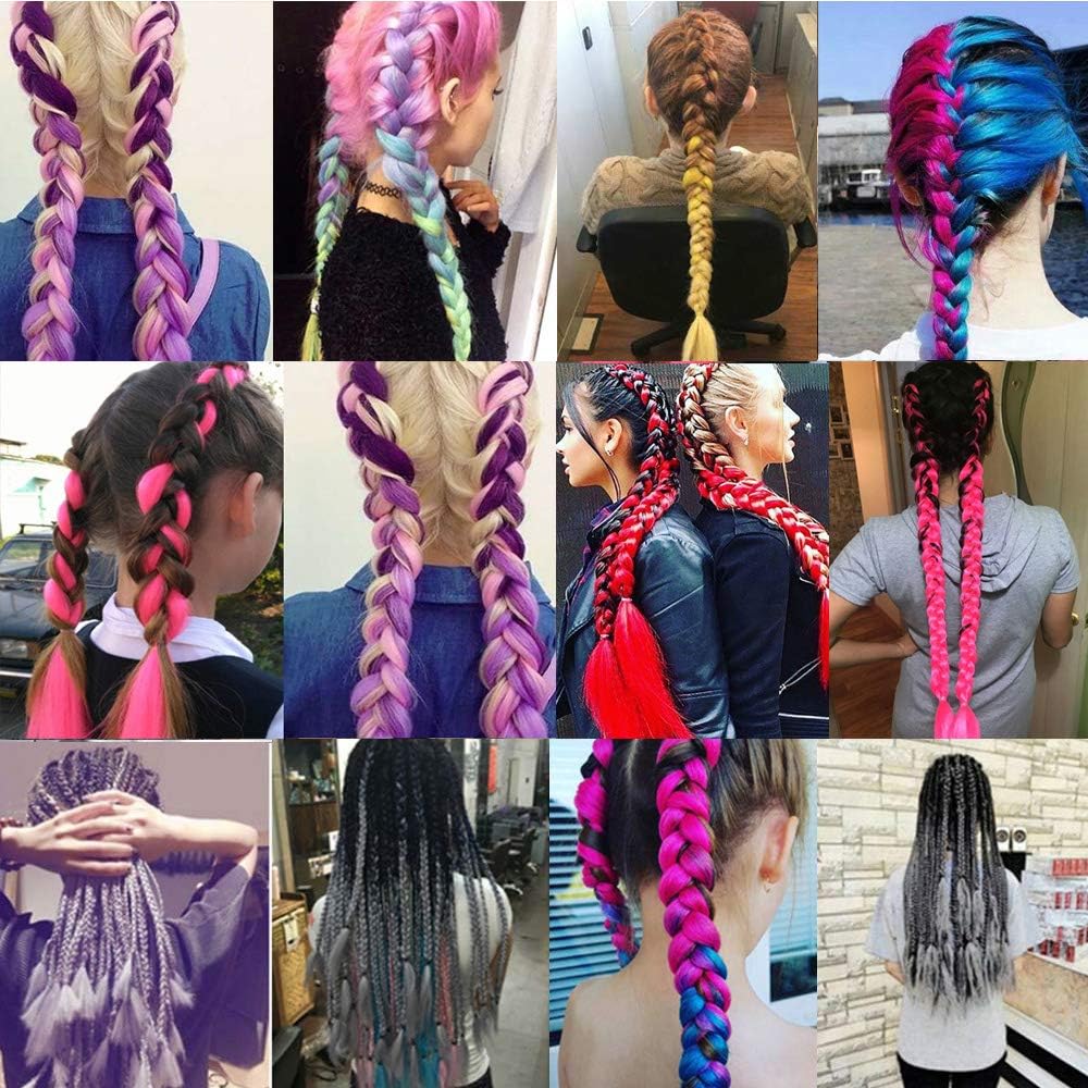 ShowJarlly 5 Packs Ombre Jumbo Braid Hair, Black/Red Hair African Braid Extension, 24inch Box Braid Hair Extensions Synthetic Colorful Hair Extensions for Braiding