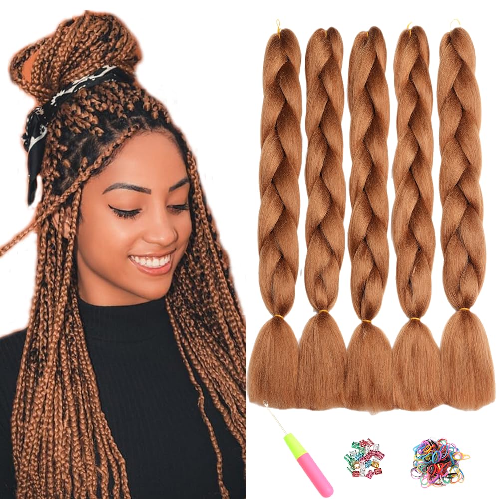 ShowJarlly 5 Packs Ombre Jumbo Braid Hair, Black/Red Hair African Braid Extension, 24inch Box Braid Hair Extensions Synthetic Colorful Hair Extensions for Braiding