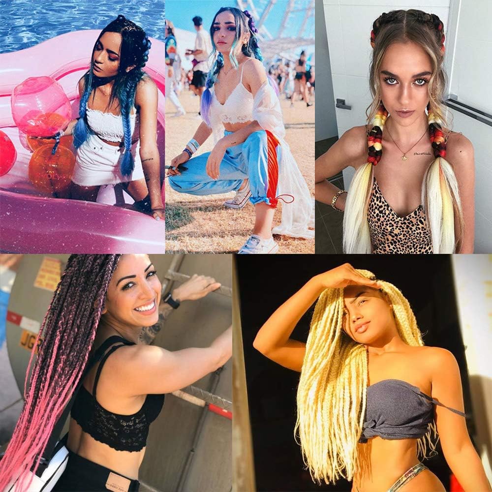 ShowJarlly 5 Packs Ombre Jumbo Braid Hair, Black/Red Hair African Braid Extension, 24inch Box Braid Hair Extensions Synthetic Colorful Hair Extensions for Braiding