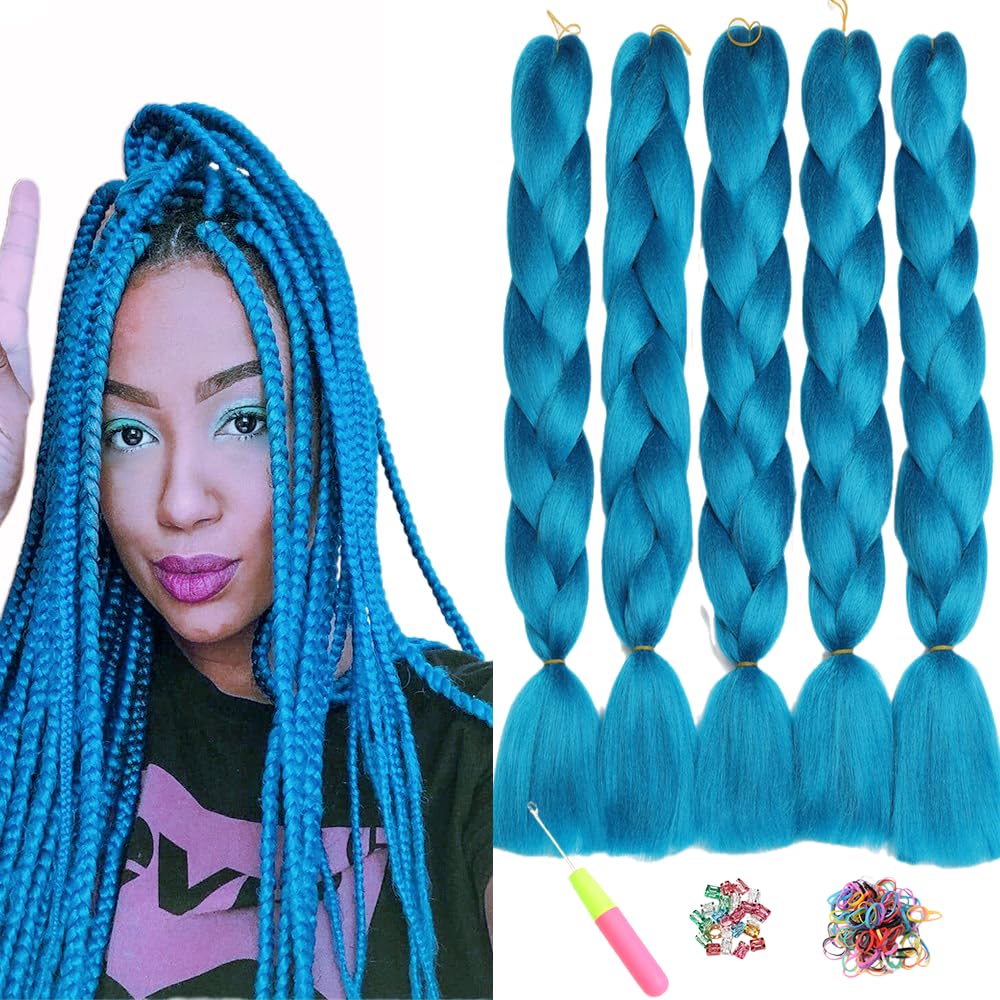 ShowJarlly 5 Packs Ombre Jumbo Braid Hair, Black/Red Hair African Braid Extension, 24inch Box Braid Hair Extensions Synthetic Colorful Hair Extensions for Braiding