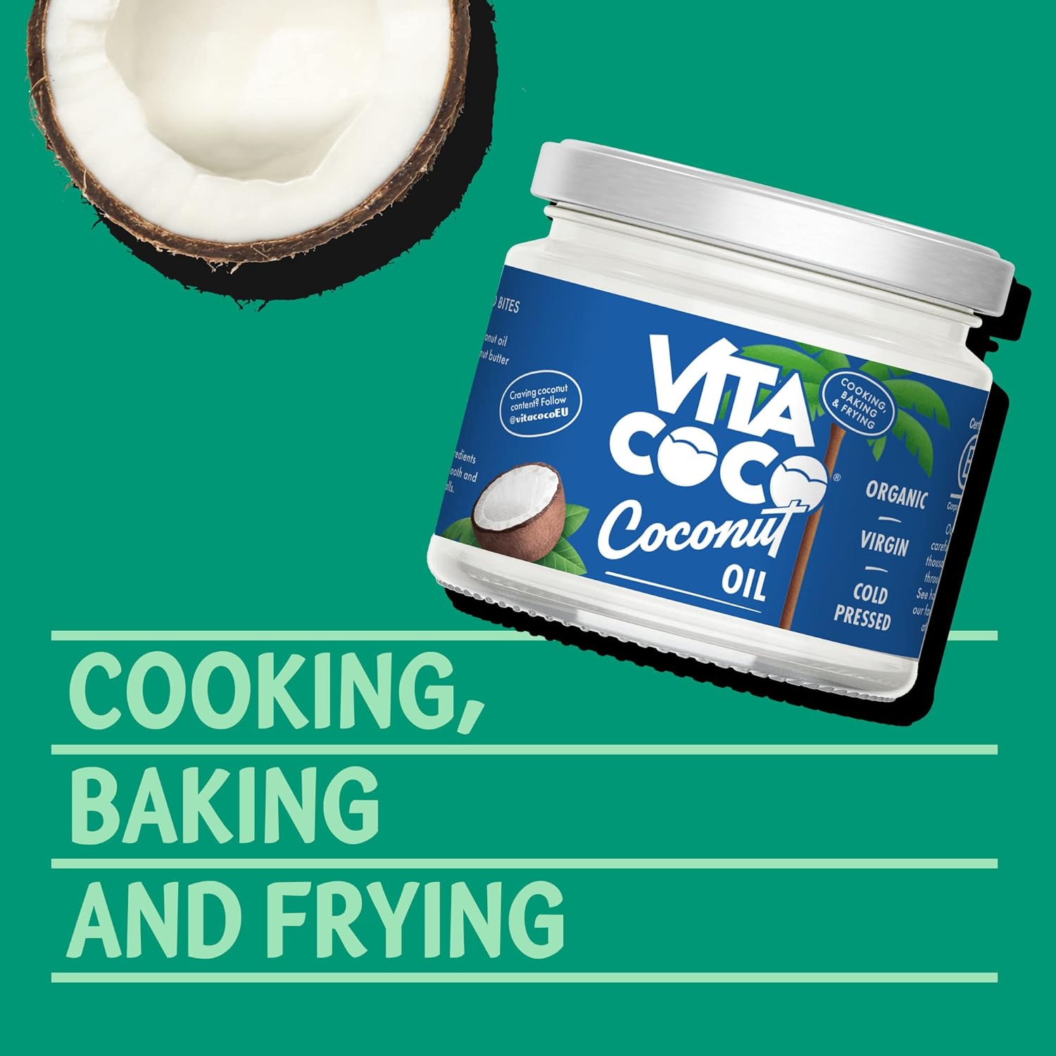Vita Coco Organic Coconut Oil 250 ml, Extra Virgin, Gluten Free, Use as Cooking Oil, Skin Moisturiser or Hair Shampoo