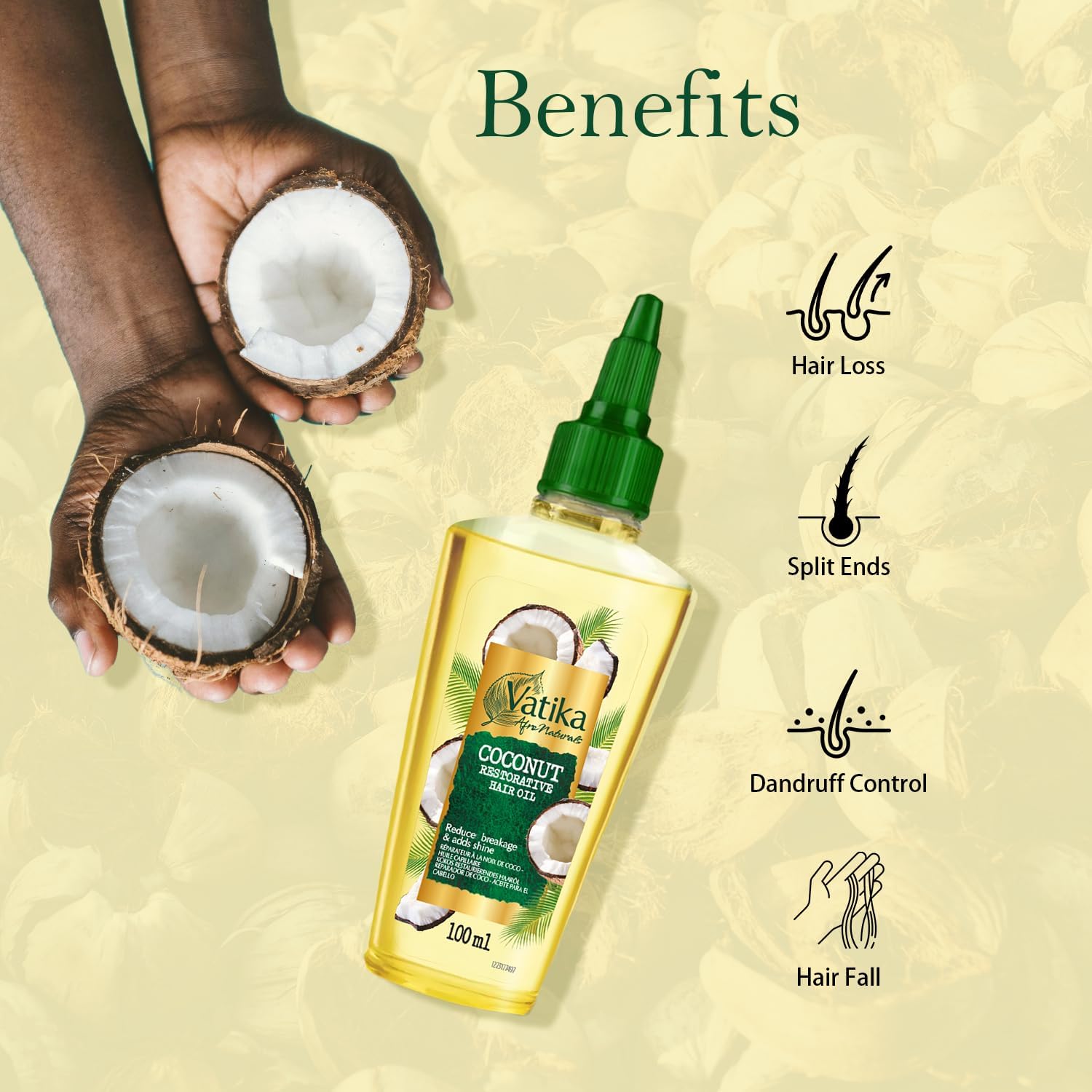 Vatika Afro Naturals Coconut Restorative Hair Oil - 100ml | Provides Strength & Nourishment | Boost Hair Health & Control Frizz