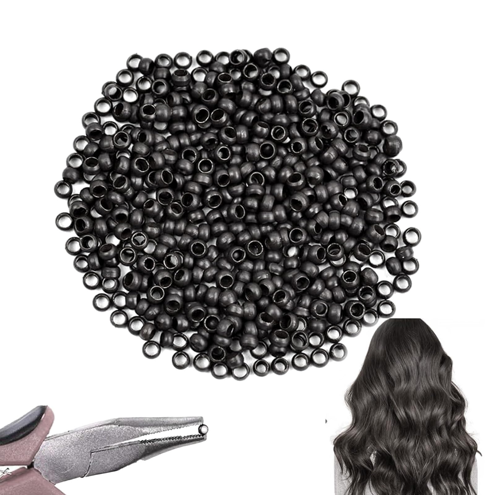 1000PCS 2.5mm Copper Nano Beads for Hair Extensions, Nano Ring Micro Link Tubes for Tip/Ring Hairs, Dreadlocks & DIY, Hair Extension Beads Link Tools Accessories (Light Brown)