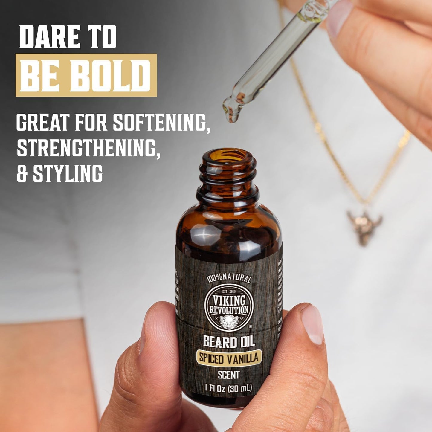 Viking Revolution - Beard Oil - All Natural Variety Beard Oil For Men With Argan & Jojoba Oils - Softens, Smooths & Strengthens - Gifts For Men - Spiced Vanilla - 30 ml