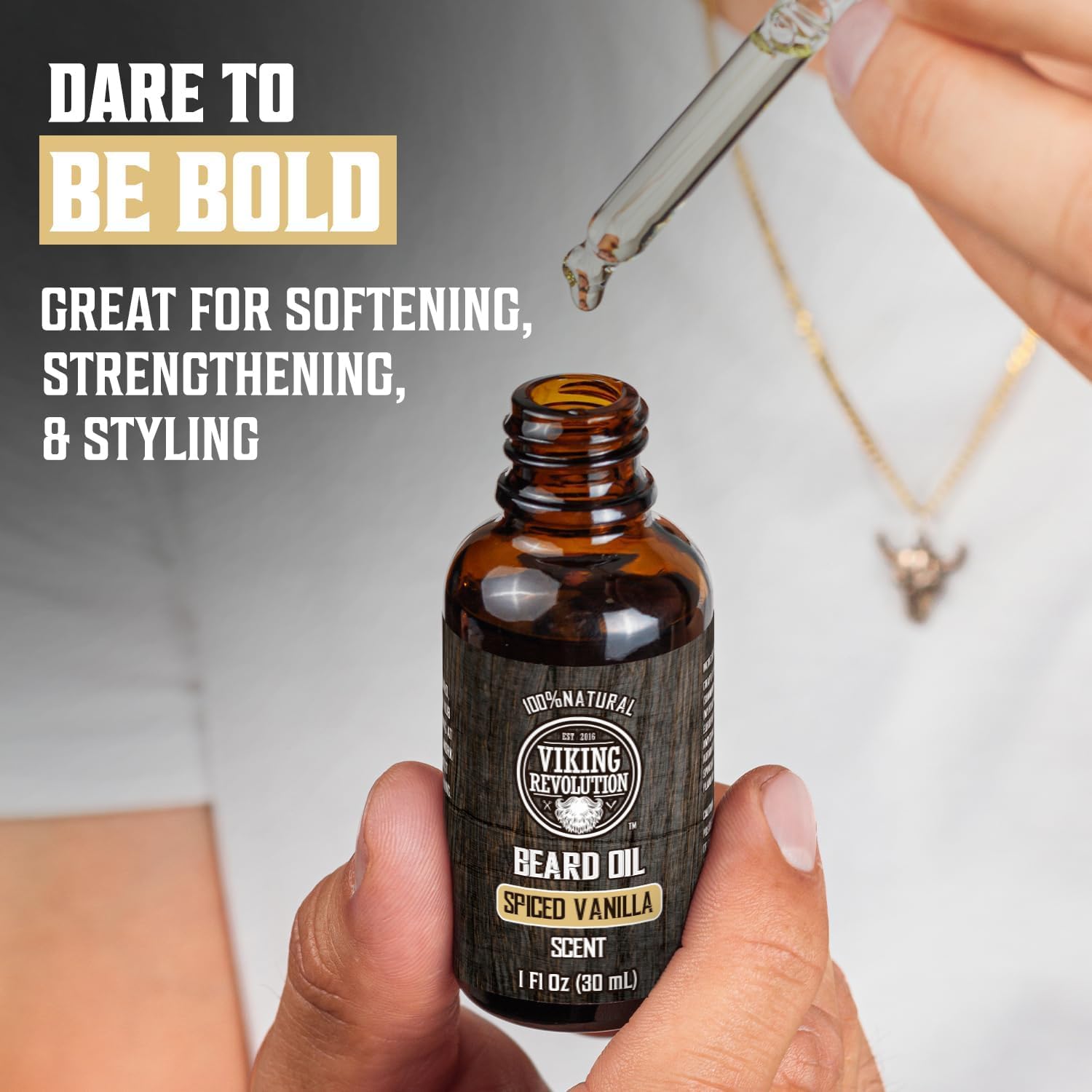 Viking Revolution - Beard Oil - All Natural Variety Beard Oil For Men With Argan & Jojoba Oils - Softens, Smooths & Strengthens - Gifts For Men - Spiced Vanilla - 30 ml