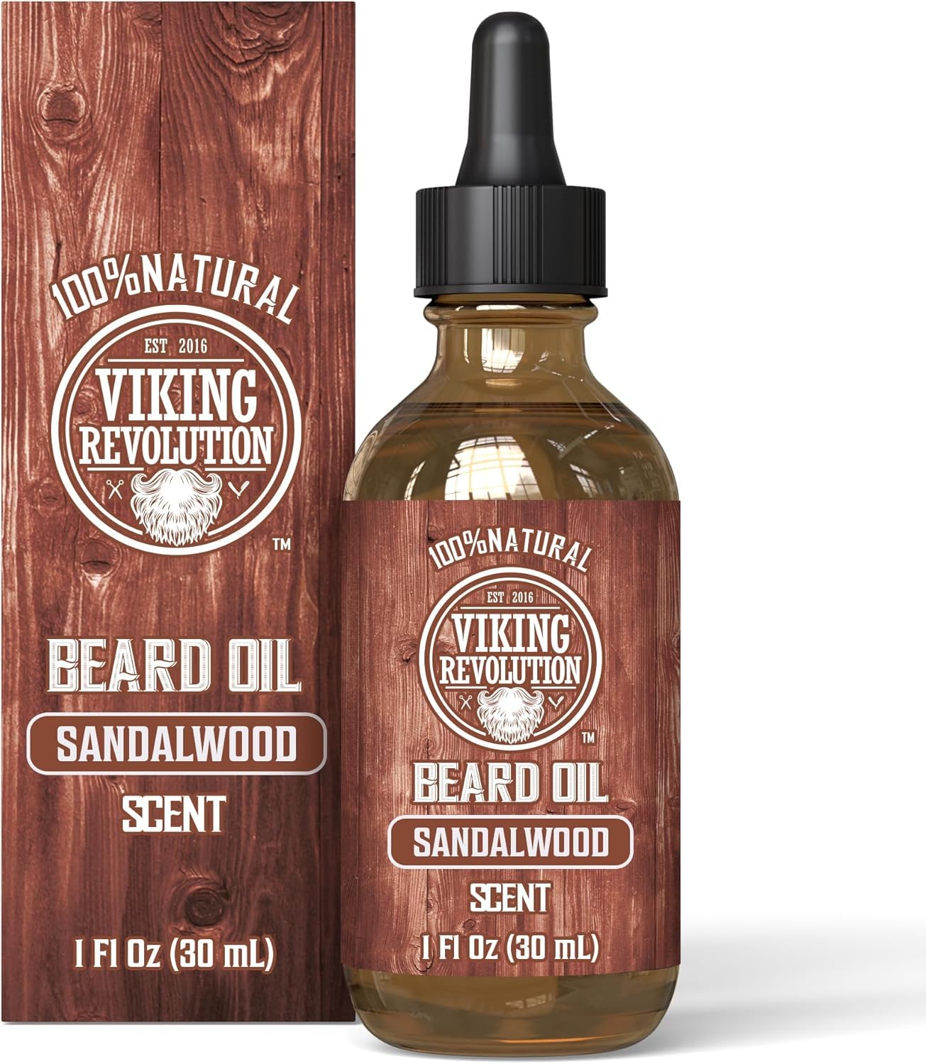 Viking Revolution - Beard Oil - All Natural Variety Beard Oil For Men With Argan & Jojoba Oils - Softens, Smooths & Strengthens - Gifts For Men - Spiced Vanilla - 30 ml