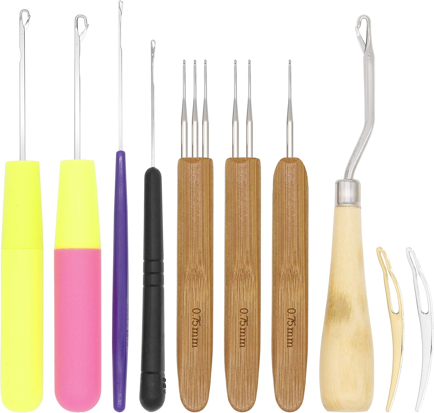 Beayuer Dreadlock Crochet Hook Tool, Braid Hair Dreadlocks Crochet Needle with Latch Hook Weaving for for Braid Hair Carpet Making and Other Craft (10 Pcs)