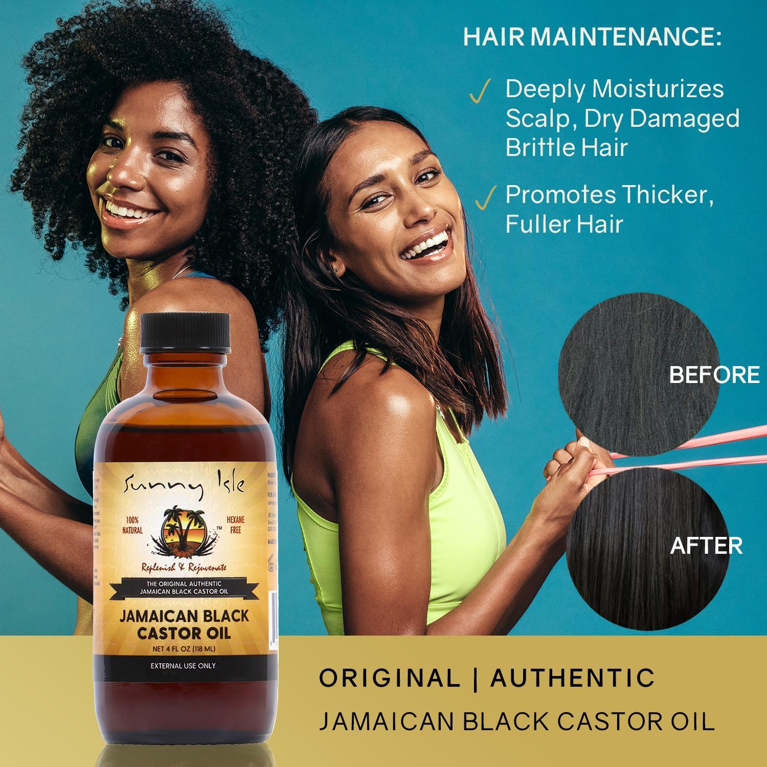Sunny Isle Jamaican Black Castor Oil 4oz | 100% Natural Treatment for Hair, Scalp and Skin