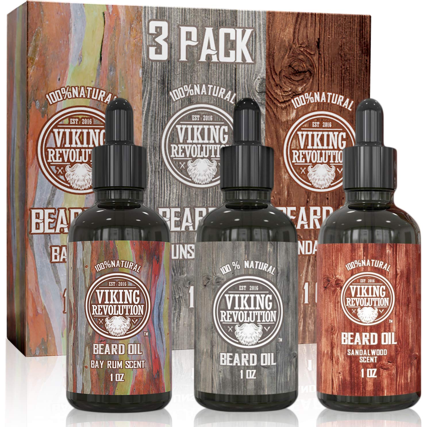 Viking Revolution - Beard Oil - All Natural Variety Beard Oil For Men With Argan & Jojoba Oils - Softens, Smooths & Strengthens - Gifts For Men - Spiced Vanilla - 30 ml