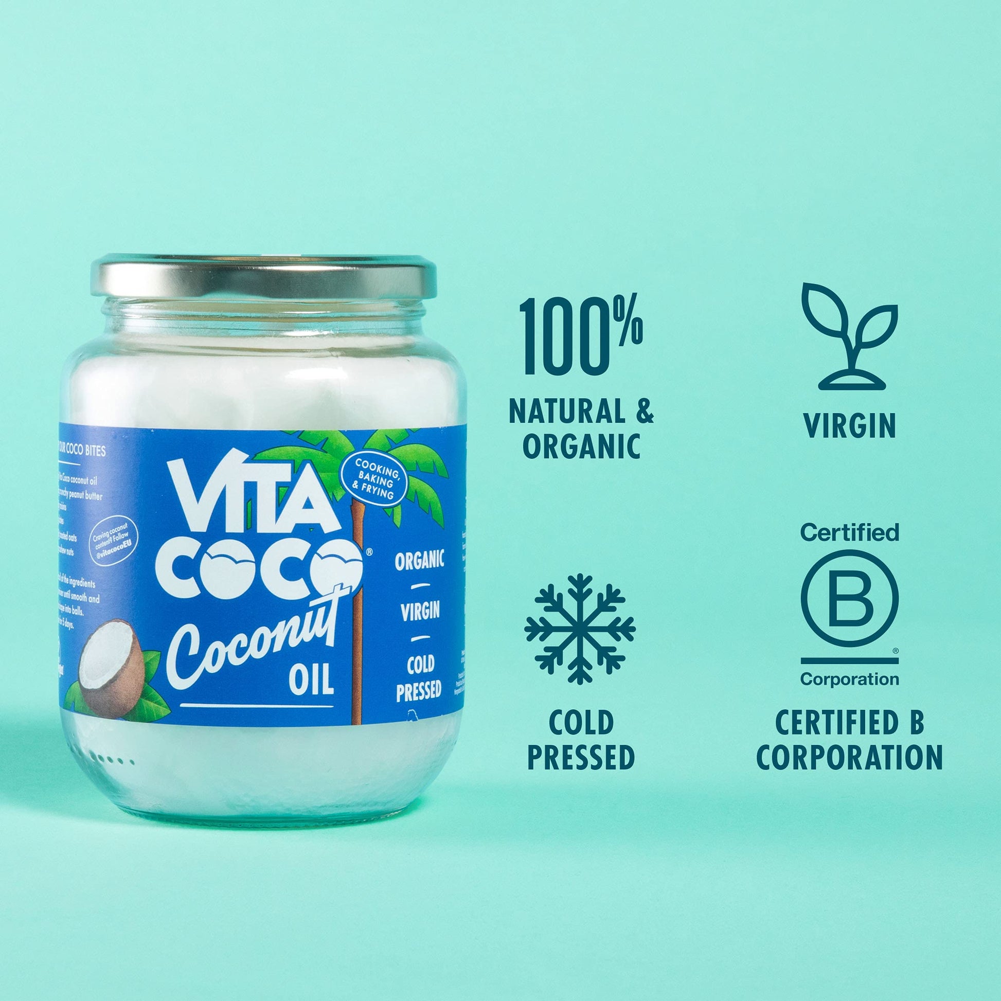 Vita Coco Organic Coconut Oil 250 ml, Extra Virgin, Gluten Free, Use as Cooking Oil, Skin Moisturiser or Hair Shampoo