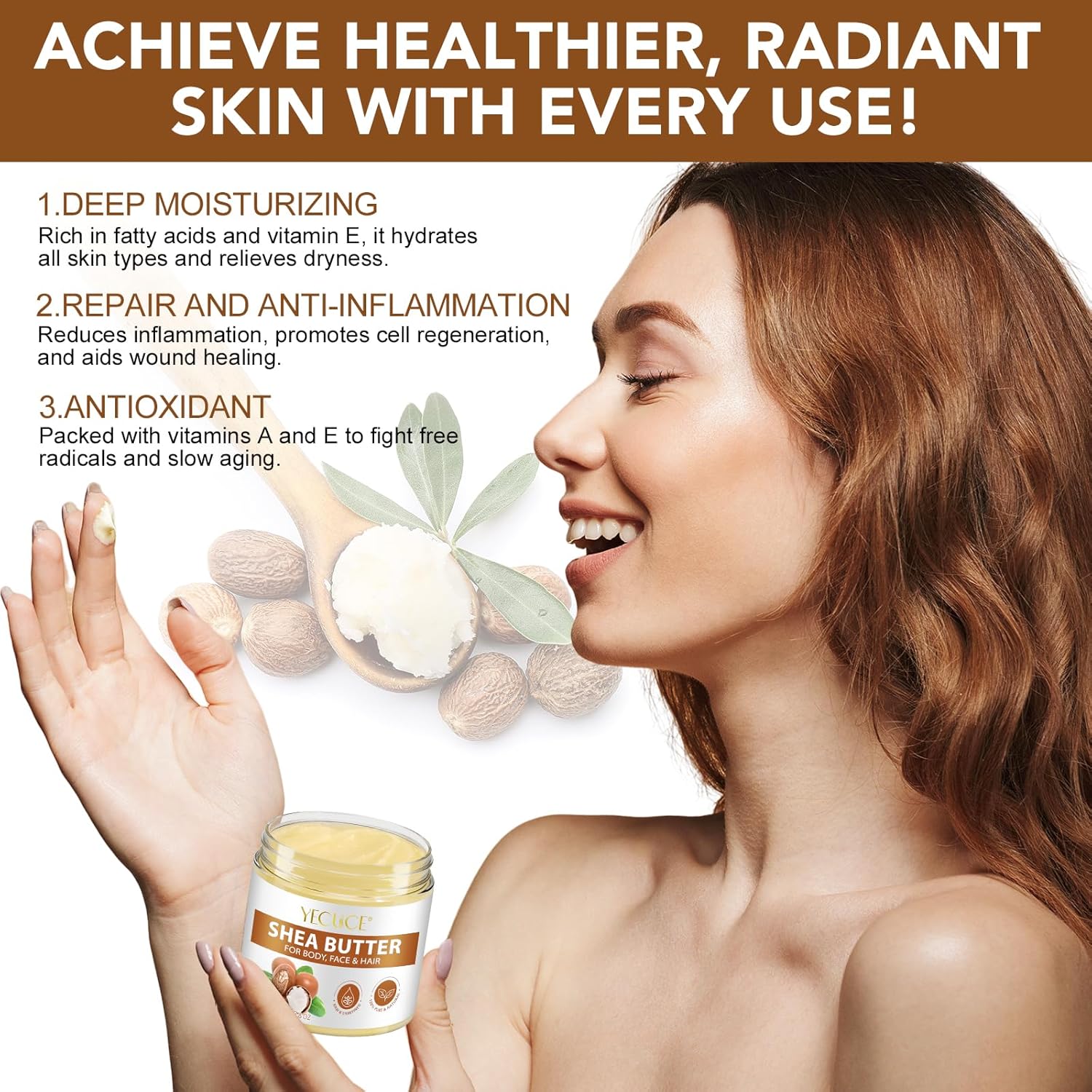 Shea Butter Organic, 220g - Pure Natural Unrefined Shea Butter Raw Organic Body Butter for Dry Skin Care, Enriched with Vitamin A & F, Deeply Nourishes, Soothes, and Softens Long Lasting Hydration