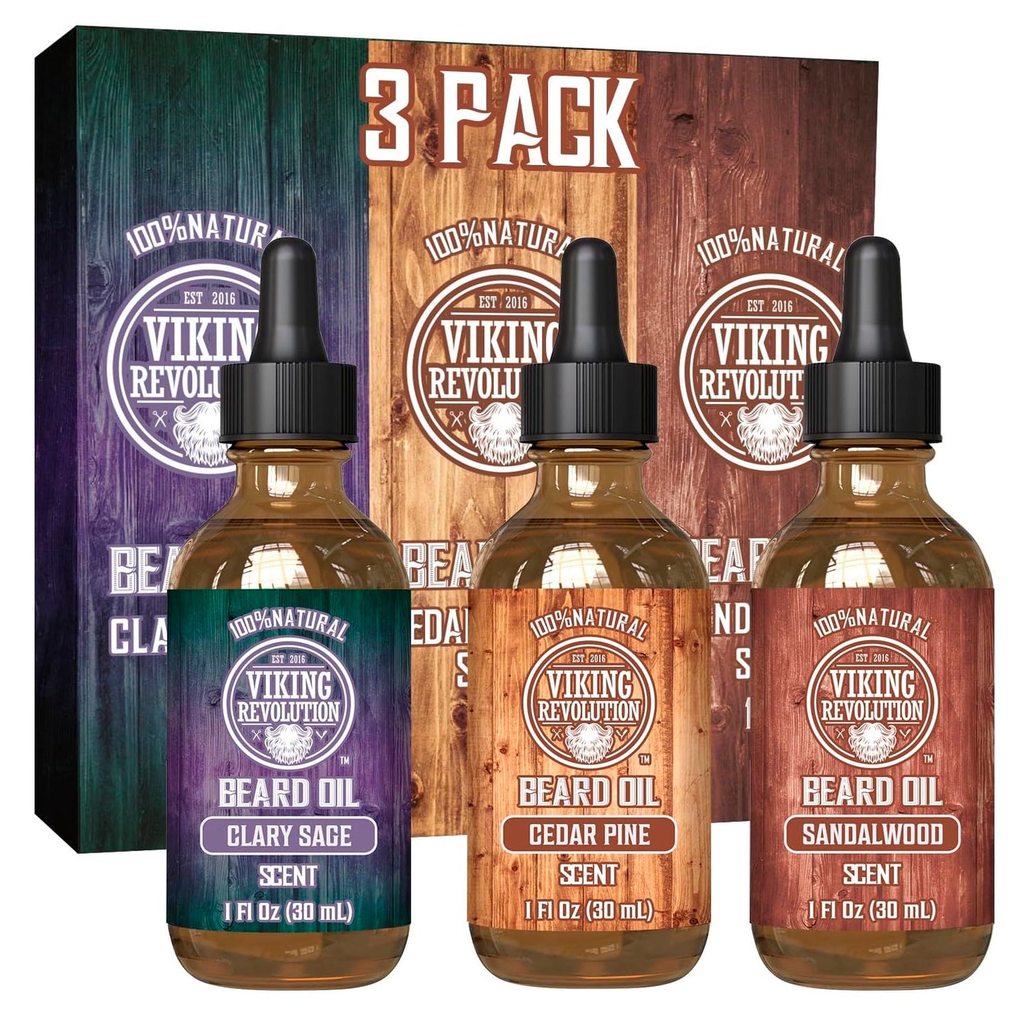 Viking Revolution - Beard Oil - All Natural Variety Beard Oil For Men With Argan & Jojoba Oils - Softens, Smooths & Strengthens - Gifts For Men - Spiced Vanilla - 30 ml