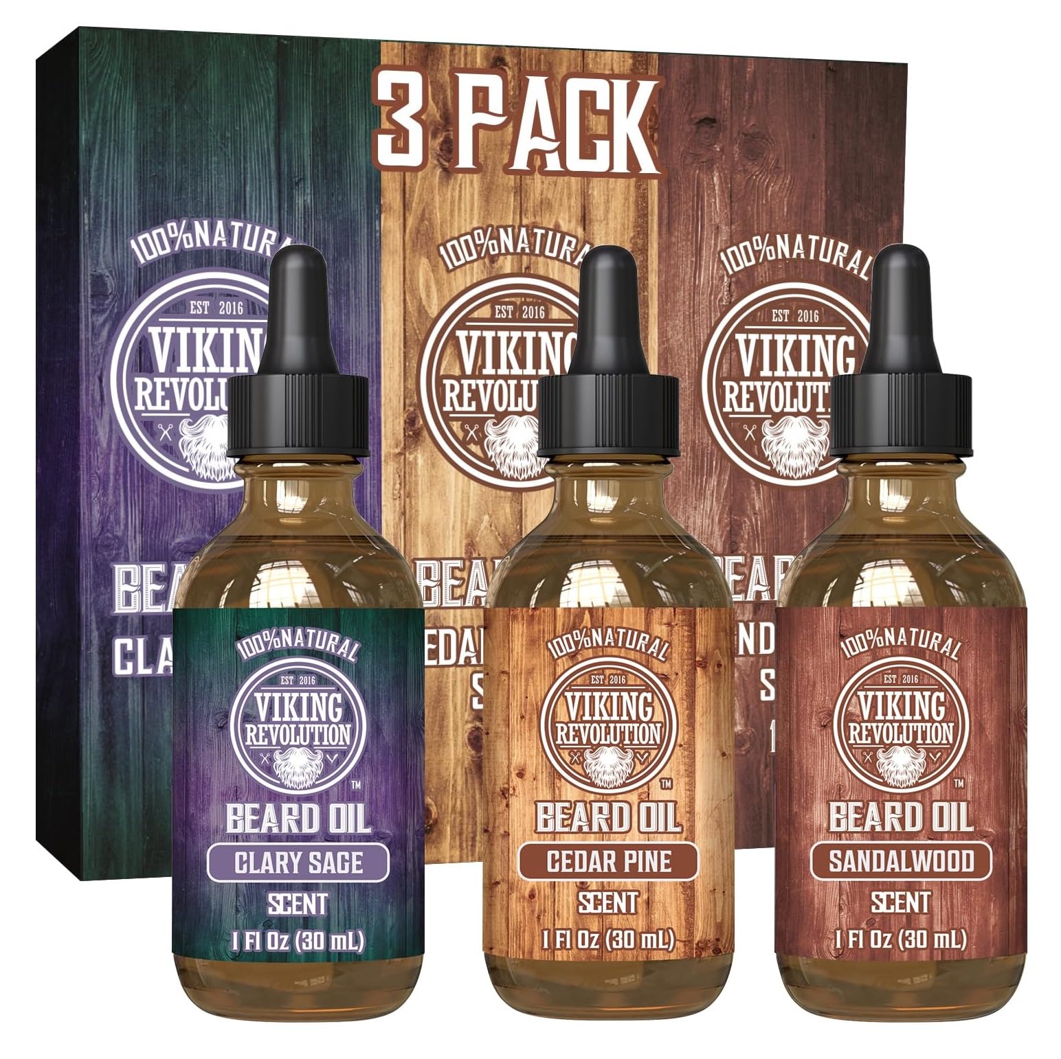 Viking Revolution - Beard Oil - All Natural Variety Beard Oil For Men With Argan & Jojoba Oils - Softens, Smooths & Strengthens - Gifts For Men - Spiced Vanilla - 30 ml